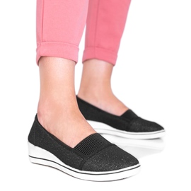 Crne sjajne balerinke na klinu Glam Star crna