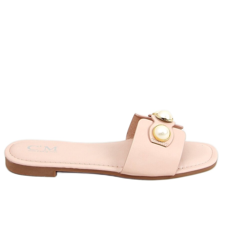 Papuče s biserima 55-37 Pink ružičasta