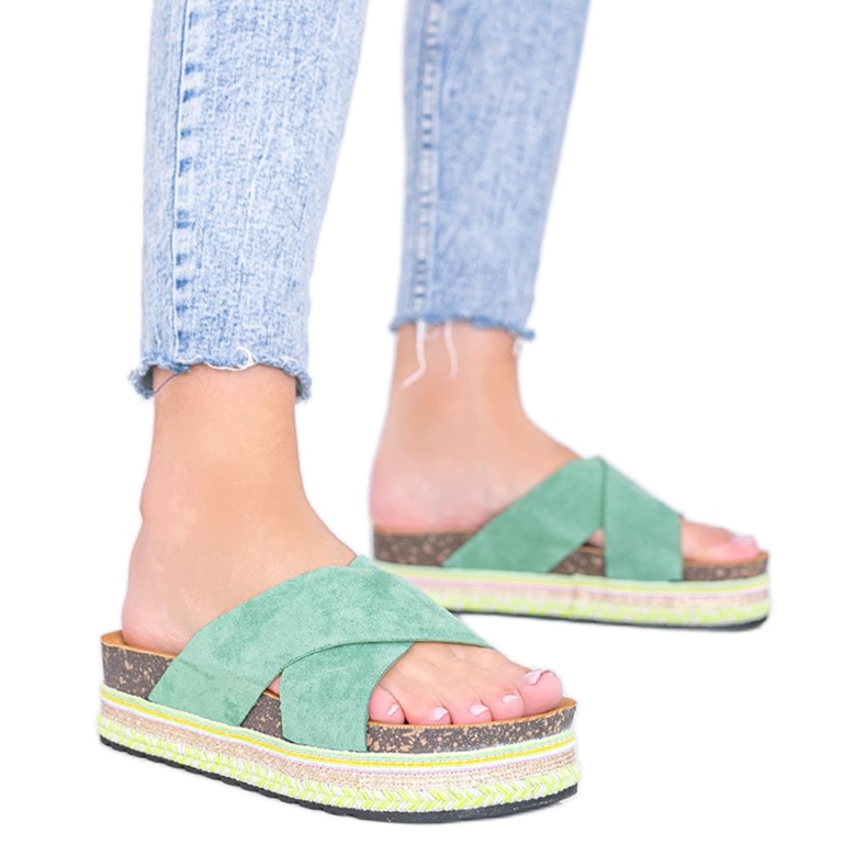 Zelene papuče s ukrasnim potplatom Riri zelena