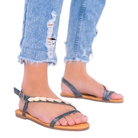 Ženske holografske sandale Black Moon crna