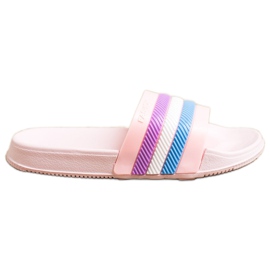 Bona Papuče sa šarenim prugama ružičasta