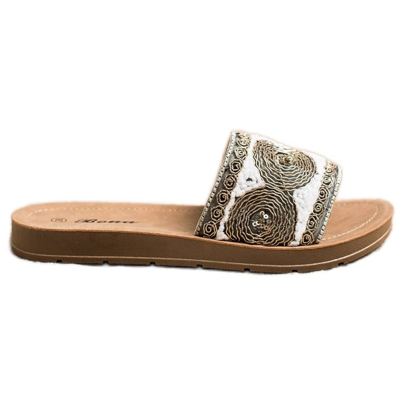 Bona Elegantne papuče bijela siva