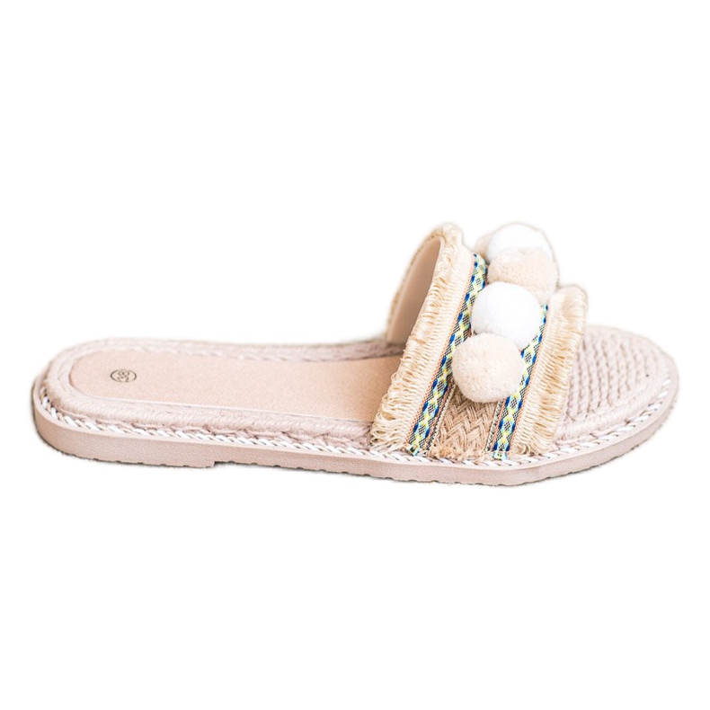 SHELOVET Papuče s pomponima smeđa