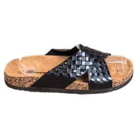 Bona Udobne papuče od eko kože crno