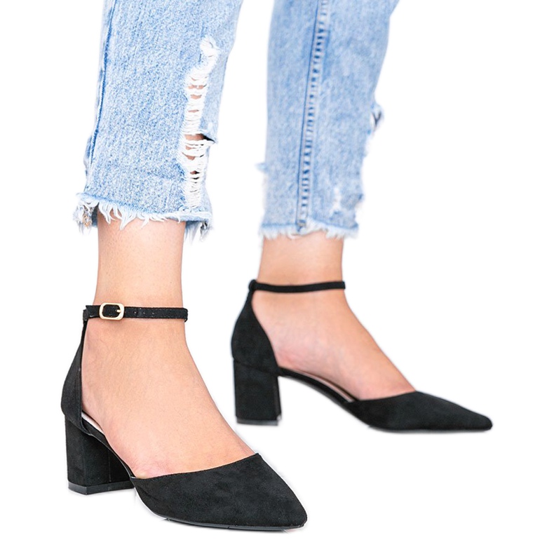 Crne pumpe na niskom Gemma stupu crno