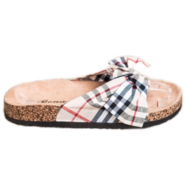 Bona Papuče s kariranim mašnom višebojan