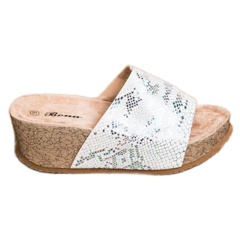 Bona Bijele papuče na klin bijela