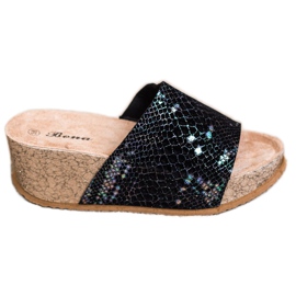 Bona Crne papuče na klin crna