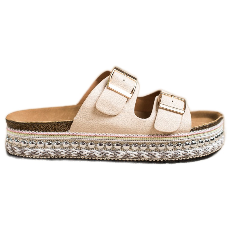 SHELOVET Papuče s ukrasnom platformom bež