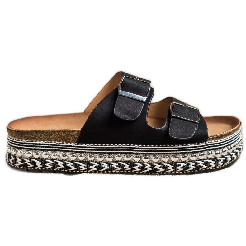 SHELOVET Papuče s ukrasnom platformom crno