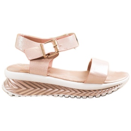 Groto Gogo Sandale na platformi sa sjajem bež zlatni