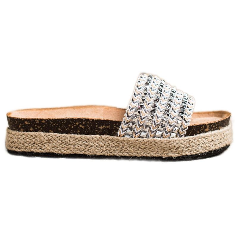 Groto Gogo Srebrne papuče s klinovima siva