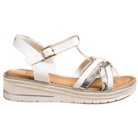 Groto Gogo Modne sandale na niskom klinu bijela
