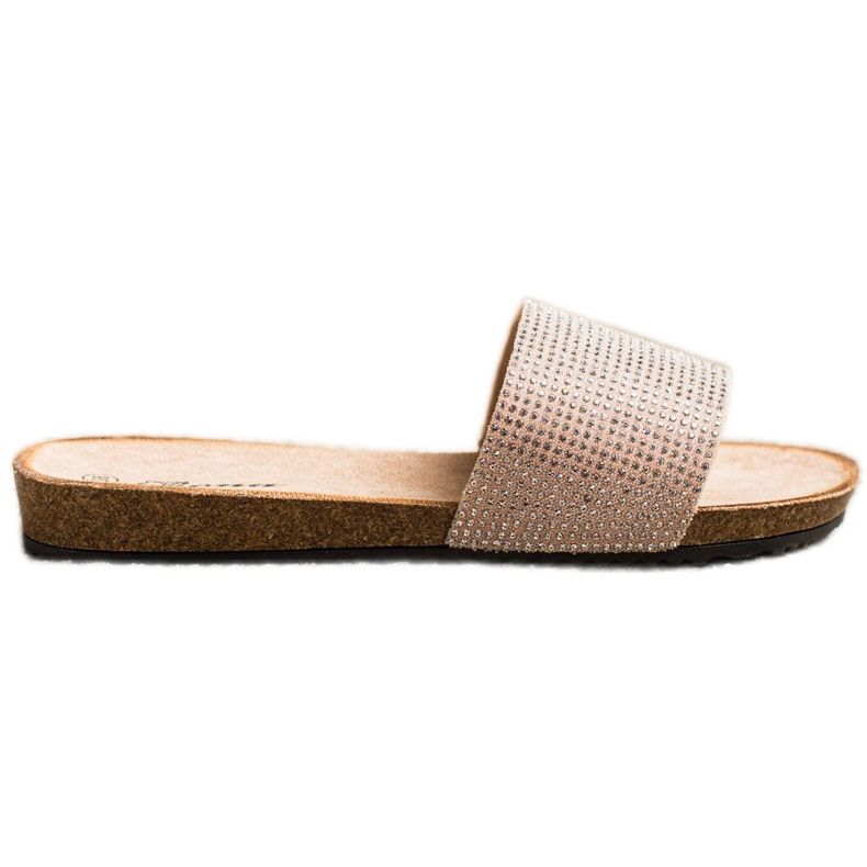 Bona Elegantne papuče s kubnim cirkonijem ružičasta