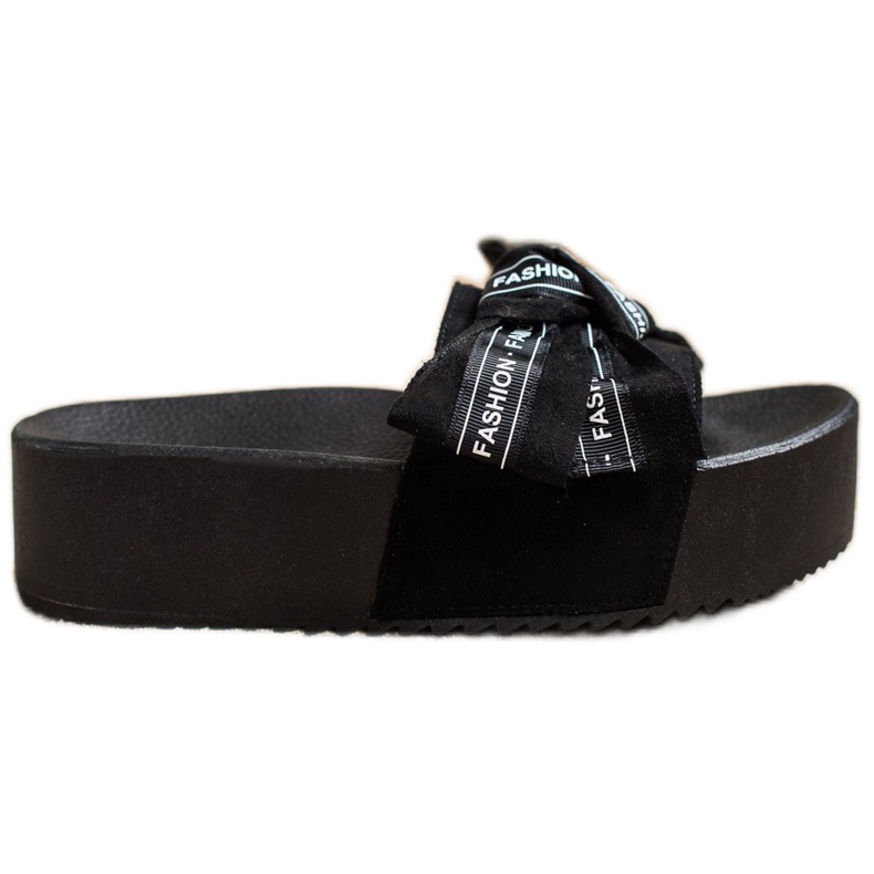 SHELOVET Modne papuče s mašnom crno