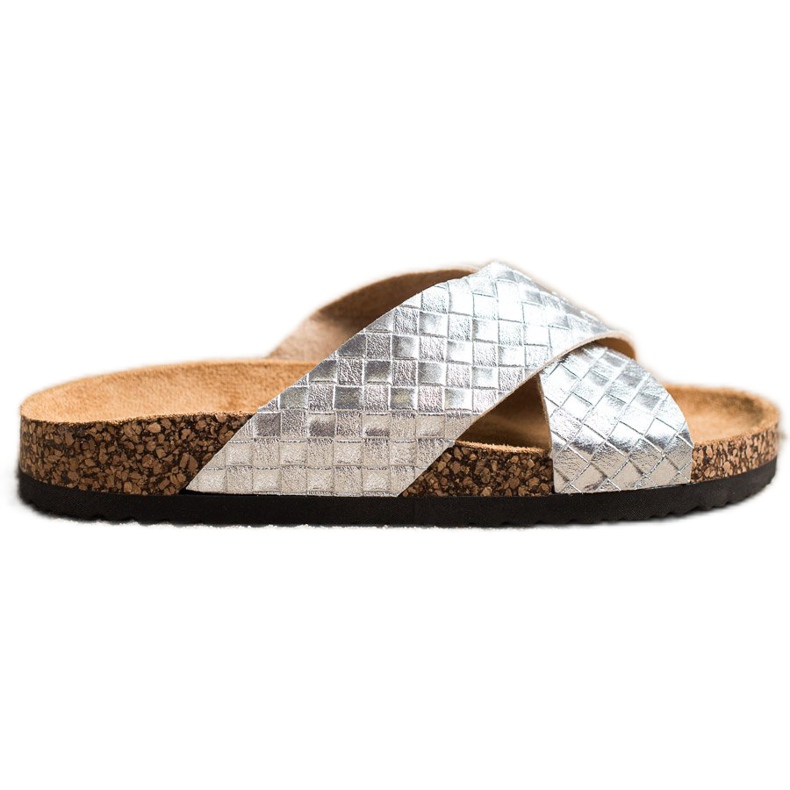 Bona Udobne papuče od eko kože srebro