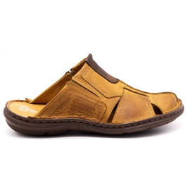 Polbut Kožne muške papuče 312 crvene raznobojna naranča