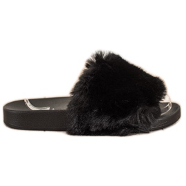 Bona Ležerne japanke s krznom crna