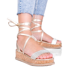 Zlatne sandale vezane cirkonima Ves zlatni