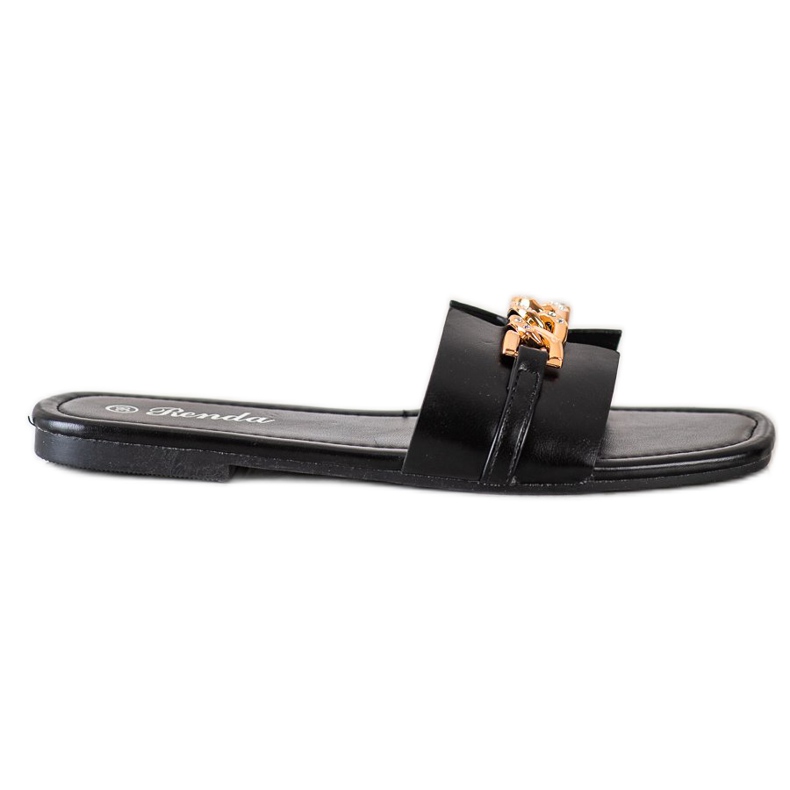 Renda Elegantne papuče s ukrasom crno