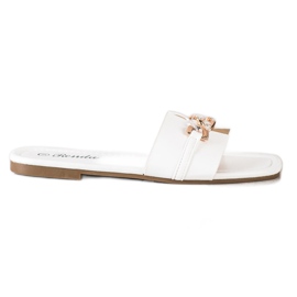 Renda Elegantne papuče s ukrasom bijela