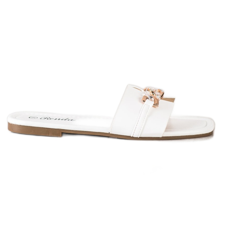 Renda Elegantne papuče s ukrasom bijela