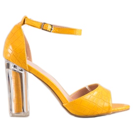 Renda Sandale s prozirnom petom žuta boja