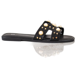 SHELOVET Modne papuče sa kamenčićima crna