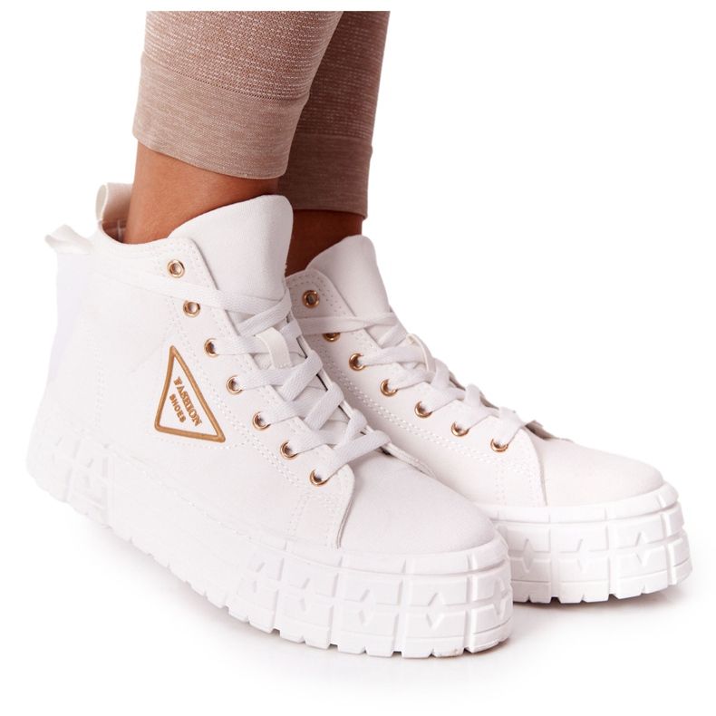 Ženske visoke tenisice na bijeloj platformi Manhattan bijela