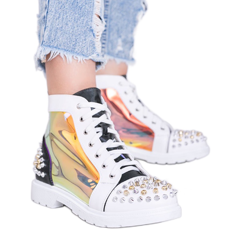 Crno -bijele prozirne čizme s Lea klinovima bijela