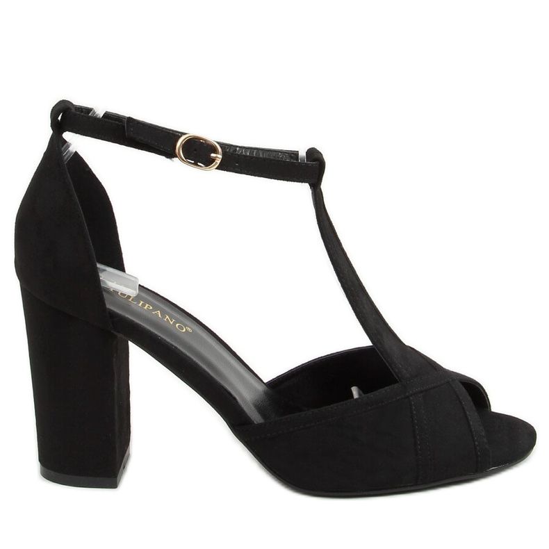 Crne sandale s visokim potpeticama P1L1798-3 Crna crno