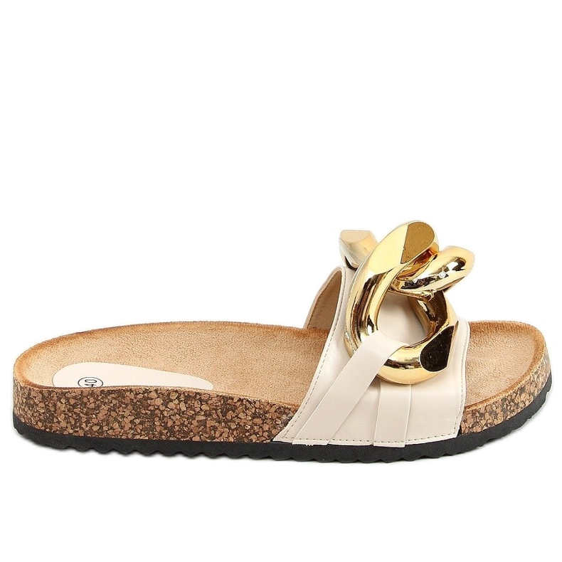 Bež papuče s debelim lancem CK201 Bež