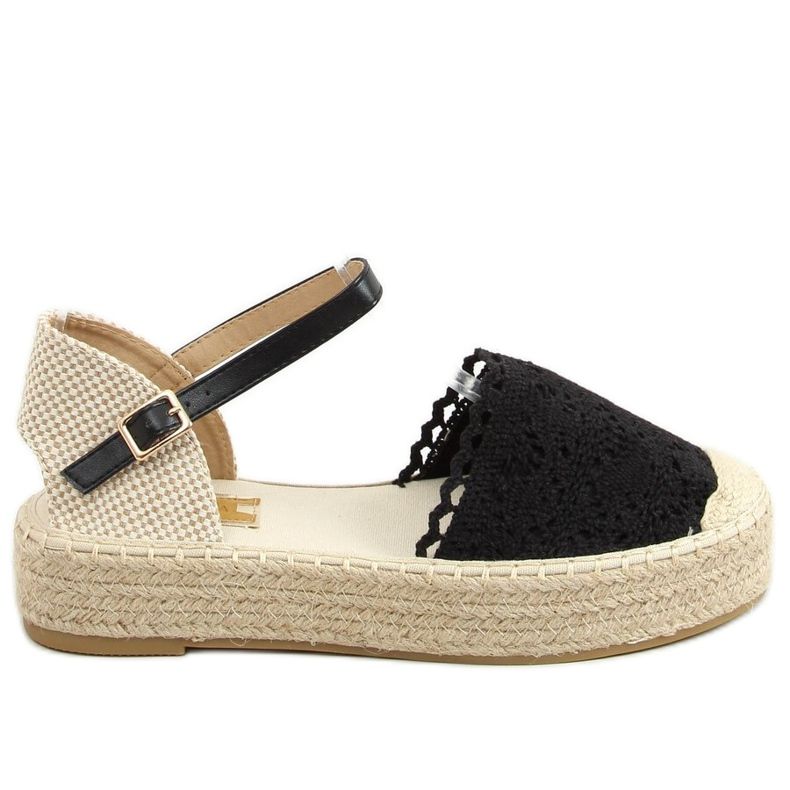 Espadrile od crne čipke 919-4 Crna crno