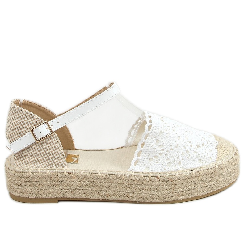 Espadrile od bijele čipke 919-4 Bijele bijela