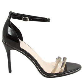 Crne sandale na visoku petu P2L6735-6 Crna