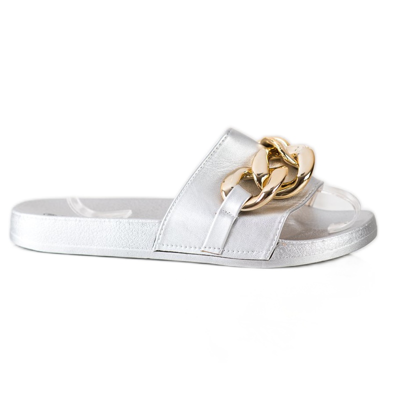 SHELOVET Srebrne papuče s ukrasom srebro