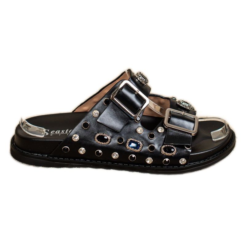 Seastar Modne papuče s kristalima crno