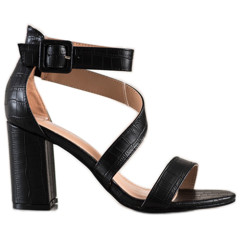 Renda Sandale na šanku s eko kožom crno