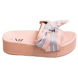 SHELOVET Modne papuče s mašnom ružičasta