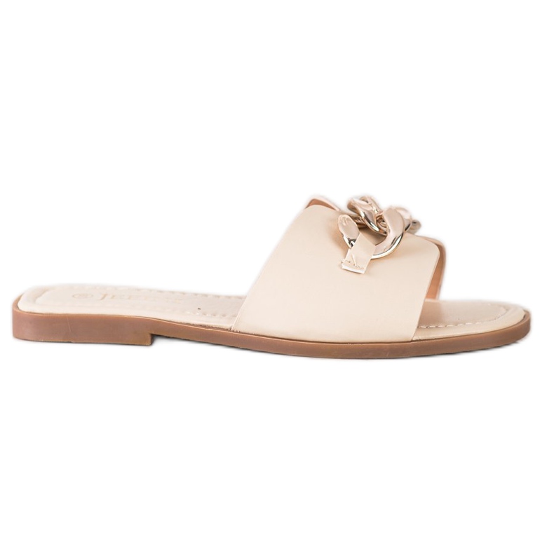 SHELOVET Papuče sa zlatnim ukrasom bež