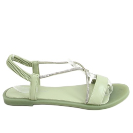 Sandale s kubnim cirkonijem i akvamarinom 6793 Zeleno zelena