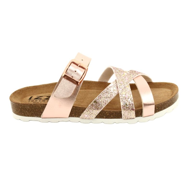 IZZI Žensko metalni flip-flops-pink zlatno zlato ružičasta