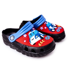 Dječje papuče od pjene Crocs Black Blue Oscar crna crvena plava