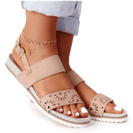 PE1 Sandale od antilopa s kubnim cirkonijom u bež boji Cora