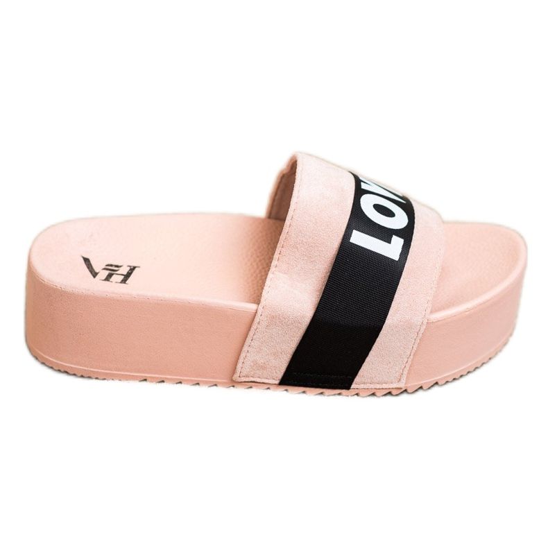 SHELOVET Papuče na platformi Love ružičasta