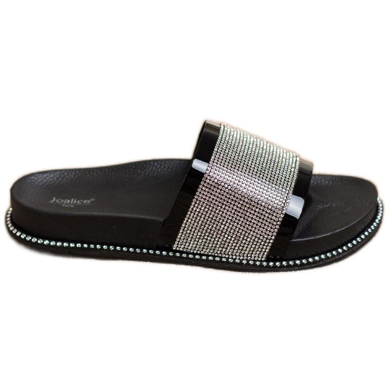 SHELOVET Sjajne crne papuče crno