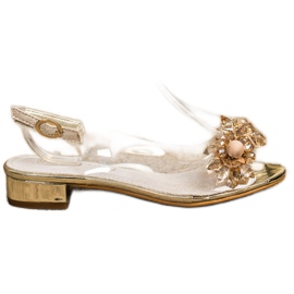 Sabatina Prozirne sandale s kristalima zlatna