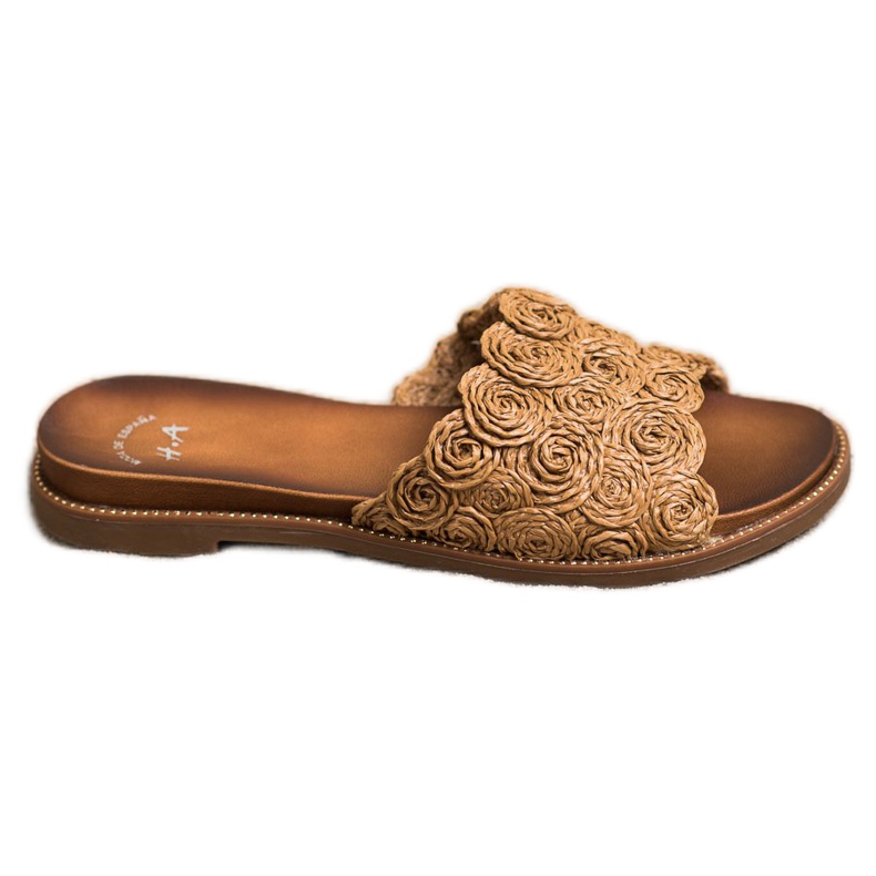 SHELOVET Smeđe pletene papuče smeđa