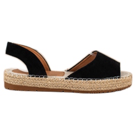 Ideal Shoes Klizne espadrile crna