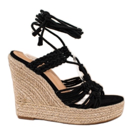 Seastar Vezane sandale na visokom klinu crna